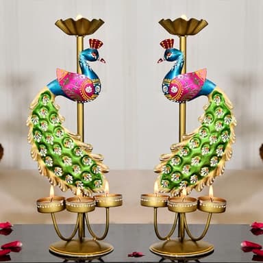 CraftVatika Peacock Tealight Candle Holders
